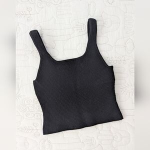 Quince Black Ribbed Tank Top